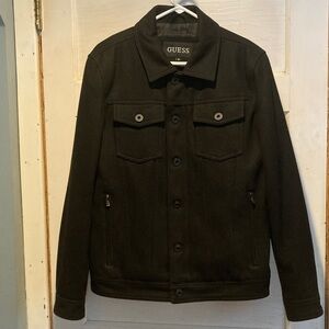 Guess Men's Coat with Button and Zipper Front